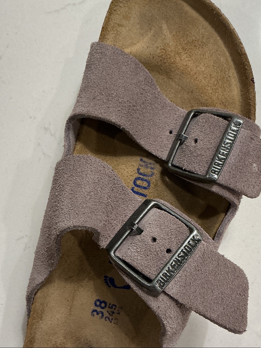 Birkenstock Double-Buckle Suede Sandals - Taupepurple